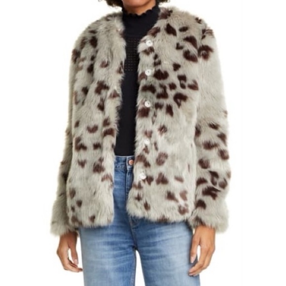 Rebecca Taylor La Vie Snow Fox Faux Fur Coat in Dusty Sage - XL- NWT - Picture 7 of 8